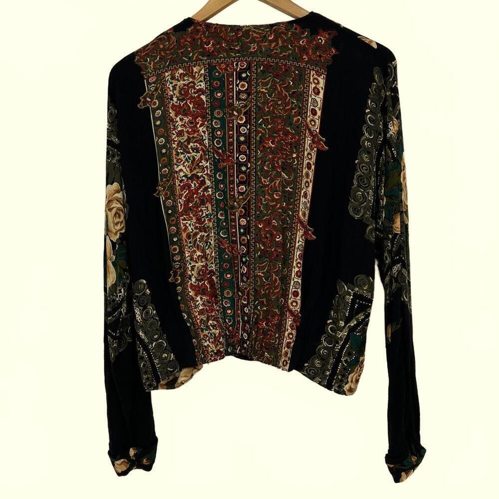 Vintage Romantic Floral Patterned Women's Lightweight Button Up Top Jacket - Picture 2 of 9